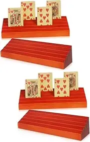 Vaguelly 4 Pcs Wooden Playing Card Base Display Base Wooden Stand Pine Wood Brown