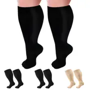 3 Pairs Plus Size Compression Socks for Women Men Knee High Support for Nurses Pregnancy