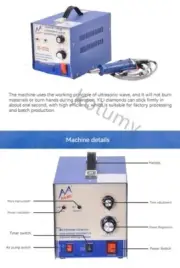 DS-07102 Manual Hot Press Ultrasonic Point Drilling Machine Fix Stones Beads