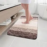 Arotive Microfiber Bathroom Rugs, Shaggy Soft and Absorbent Bath Rug, Non-Slip, Thick Plush Machine Washable Dry Bath Mats for Bathroom, Tub and Shower, 36x24, Brown