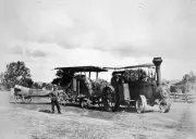 Whorouly District Victoria 1928 - A thresher team. The thresher is- Old Photo