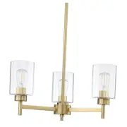 3 Light Chandelier Classic Style Ceiling Pendant Light Clear Glass Shade