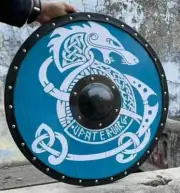 Viking Round Shield Armor Templar Medieval Larp Wood & Steel Warrior Gift 30Inch