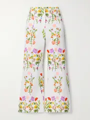[Borgo de Nor] Borgo de Nor - Yves Cropped Cotton-blend Piqué Flared Pants - White - UK 12 UK 12 White