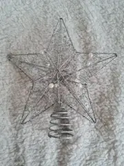 #ListingsInLights Silver Glitter Star Tree Topper H 22cm Brand New In Clear Box