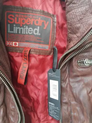 跩狗嚴選 極度乾燥 聯名超限量款英國摩根汽車 Morgan Superdry 真皮 皮衣 外套 紅棕 復古咖啡 女款 tarpit