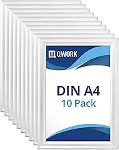 QWORK® 10 Poster Frames DIN A4 Front Opening Picture Frame with Anti-Reflective Protective Panel - 25 mm Aluminium Profile - Silver
