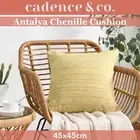 Cadence & Co. Antalya Chenille Cushion Washable Removable Cover Ochre 45X45Cm