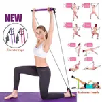 PILATES EXERCISE STICK WORKOUT RESISTANCE BANDS ROPE PULLER