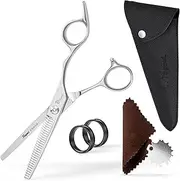 Fagaci Professional Thinning Shears 6" with Extremely Sharp Blades, 440C Steel Thinning Scissors, Durable, Smooth Motion & Fine Cut, Hair Scissors with Elegant Sheath, Cleaning Leather & Key