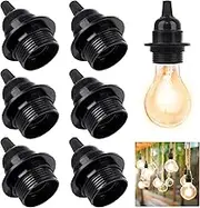 7 PCS E27 Lamp Holder Vintage E27 Bulb Holder External Thread E27 Light Socket Holder DIY Pendant Light Fitting Socket Suitable for Edison Bulbs Black Rated 4A 250V