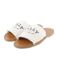 在飛比找momo購物網優惠-【BALLY】Bianka Logo 刺繡平底拖鞋(骨白色)