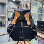 二手精品 BURBERRY 博柏利 THE RUCKSACK HEISQ尼龍 雙肩包 後背包 旅行包 中號 黑色