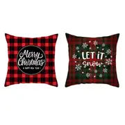 4Pcs Christmas Pillowcase Cotton Linen Throw Pillow Cover for Couch Home Decorations -Style 6 and Style 7
