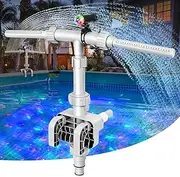Above Ground Pool Fountain with Lights, 360°Adjustable Dual Spray Water Fountains, Pool Sprinkler Waterfall, Fits Various Frames, Frame Swimming Above Ground Pool Decor Accessories for Cooling