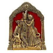 Lord Radha Krishna Metal Idol/Statue For Home/Temple ( Size: 8 Inches )