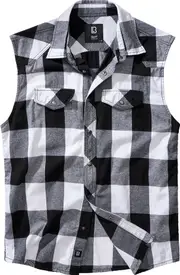 Brandit Checkshirt, shirt sleeveless , color: White/Black , size: L