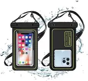 Xolixorium Waterproof Phone Pouch, Compatible with iPhone 16, 15, 14, 13, 12, 11 Pro Max Plus, Samsung, Google, Underwater 30m/100ft, 7 Inch with Lanyard, BlackGold (1 Pack)