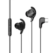 GAMO C15 Type-C Earphone HiFi Stereo Wired Control Gaming Headphone with Dual Mic BLACK COLOR