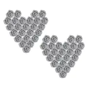 50Pcs Glitter Roses, Foam Artificial Flowers Roses Heads with Stem, Silver