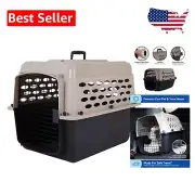 Secure Airline-Approved Dog Carrier - Durable 28" Medium Pet Crate, Taupe/Black