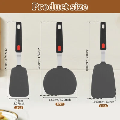 3Pcs Silicone Spatula Non Stick Silicone Spatula Non Slip Handle Heat FaWUd