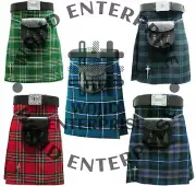 Scottish Traditional Men's 8 yard Kilt 13Oz Tartan Casual Kilts sporran belt pin