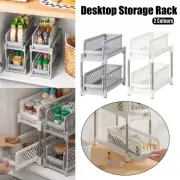 2 Tier Plastic Kitchen Storage Rack Shelf Organizer Spice Drawer Rack Stand AU