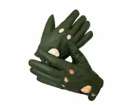 Commando Green Sheep skin Leather Driving Gloves for Men