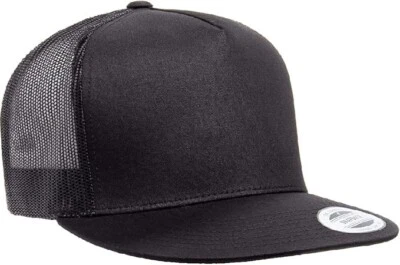 Yupoong SET OF 24 5-Panel Classic Trucker Cap Hat Flat Visor Snapback BLACK