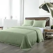 Royal Comfort Sheet Set 1000TC Bamboo Blend Ultra Soft Breathable Luxury, 1 x Flat Sheet, 1 x Fitted Sheet, 2 x Pillowcases (4 Pcs, Queen, Sage Green)