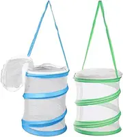 2pcs Insect Cage Portable Butterfly Habitat Zipper Mesh Ventilation Foldable Observation Cage for Breeding