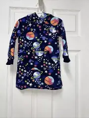 Spotted Zebra Space Theme pullover Hooded Fleece Top 2t