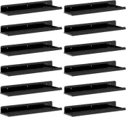 Floating Shelves for Wall, 12 Pack Black Acrylic Shelf 15" Room Decor for Bookca
