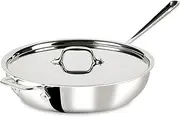 All-Clad 440465 Stainless Steel Tri-Ply Bonded Dishwasher Safe Weeknight Pan with Lid/Cookware, 4-Quart, Silver