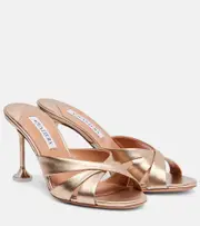 [Aquazzura] Aquazzura Kiss Me Quick metallic leather mules AU 8 gold
