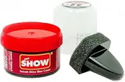 [SHOW] Burgundy Instant Shine Shoe Polish Cream with Sponge for Shoes Boots Bags - Unisex 50ml 1 Unit Polish Cream - Leather Nourishment and Conditioner - Shoe Care Products, Burgundy, 50 ml