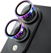 WSKEN for Samsung Galaxy S25 Edge Camera Lens Protector - Edge Thin Case Friendly, 9H Shatterproof Tempered Glass with Aluminum Metal Circle Camera Screen Protector Cover Accessories, Colorful
