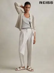 Reiss Light Grey Farrah Tapered Suit Trousers with TENCEL™ Fibers (N21540) | $280