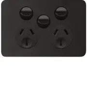 Hager Allure Double Powerpoint 10 Amps with Extra Switch Matt Black - WBHP2XS-MB