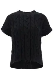 Cable-knit cotton yarn waistcoat 'S MAX MARA Woman Sz. M STANDARD ERIC 4 BLACK