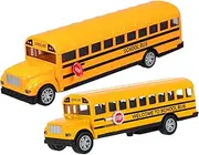 BRIGHTFUFU Educational Bus Toys for Toddlers 4-8 Sturdy Alloy Material Pull Back School Bus Simulation 2pcs Set