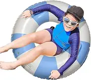 Swim Tube | Float Ring for Adults - Thickened Anti-Rollover Floatie with Handles Striped Design for Water Play Adults Summer Party Beach