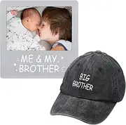 RattanView 2 Pcs Big Brother Gifts Me and My Brother Picture Frame Big Sister Adjustable Embroidered Cotton Baseball Cap Gifts for Bro Sis Gift Nursery Room Decor(Me and My Brother)