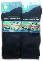 [PHX] 6 Pairs 90% BAMBOO SOCKS DOUBLE CUSHION Men's Heavy Duty Premium Work BLACK 11-14