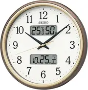 Seiko Clock KX275B Analogue Wall Clock with Temperature and Humidity Indicator, Metallic Brown, Diameter 290 x 50 mm