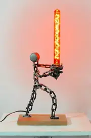 Handmade Rustic industrial lightsaber lamp. Unique lightsaber lamp Starwars lamp