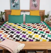 Small Patchwork Rainbow Pinwheel FINISHED QUILT - Queen size - Unique
