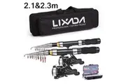 Telescopic Fishing Rod Reel Combo Kit (2.1m & 2.3m) 2-Piece Set with Spinning Reels, Hooks, Lures, Swivels & Storage Bag