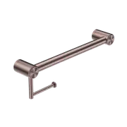 Nero Mecca Care 32mm Grab Rail With Toilet Roll Holder 450mm Brushed Bronze NRCR3218ABZ